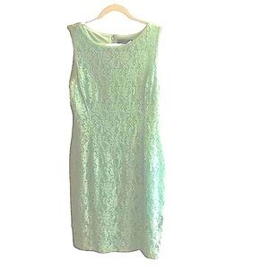 Lauren Ralph Lauren Lace‎ Overlay Mint Green Shift Style Dress Size 10